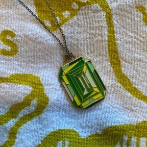 Yellow Owl Workshop Emerald Cloisonné Necklace